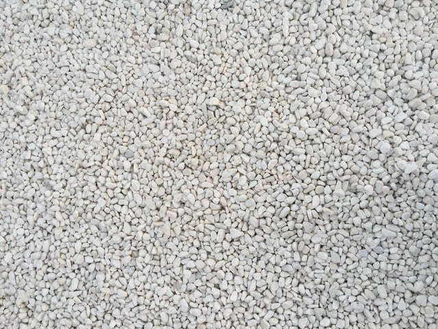 Close-up of white gravel, also mineral aggregrates in construction 