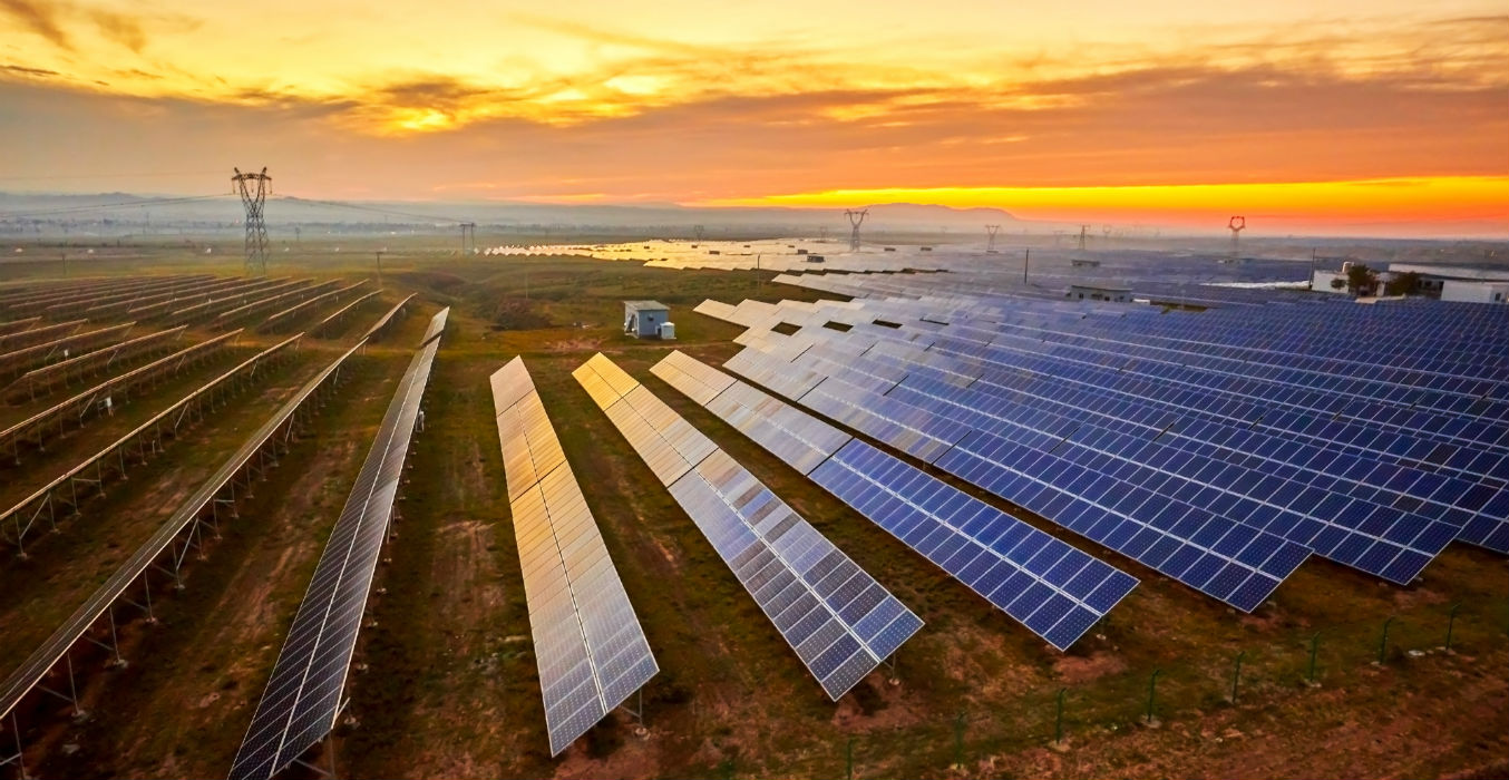 Solar panels in field