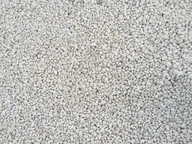 Close-up of white gravel, also mineral aggregrates in construction