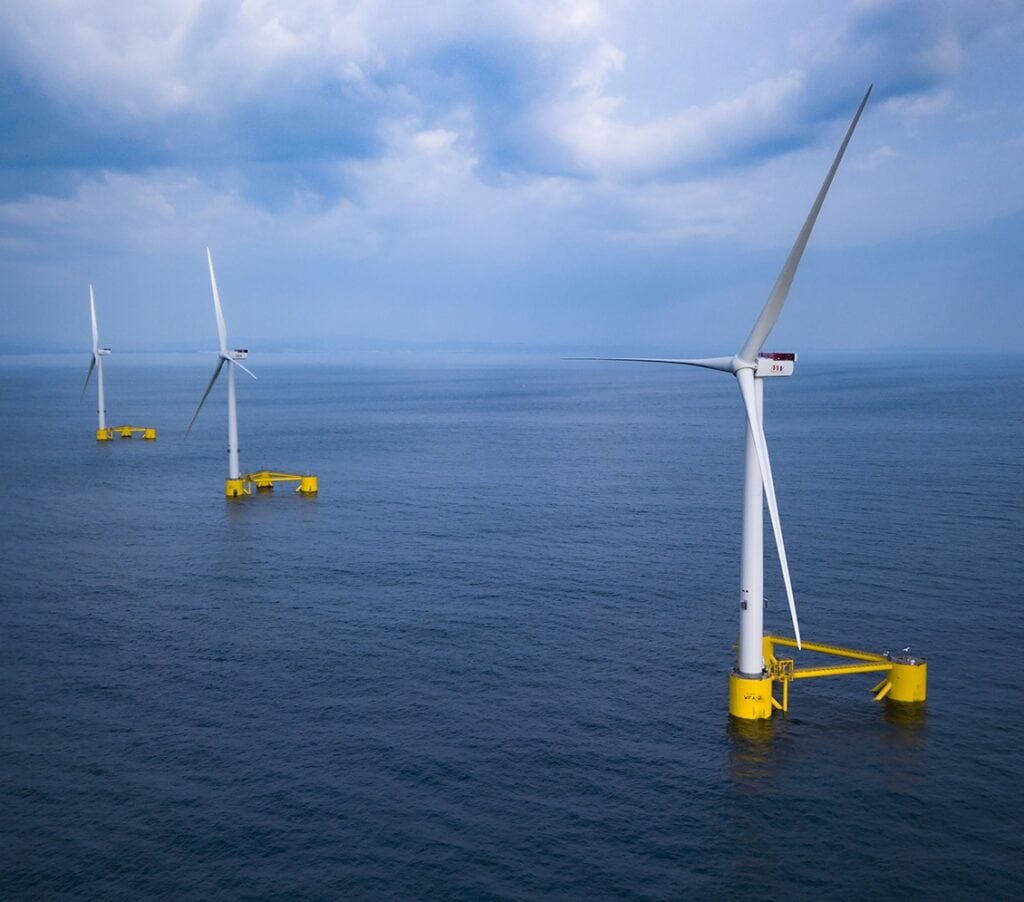 3 wind turbines of a offshore wind farm
